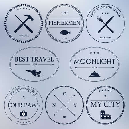 Set of vintage styled design hipster icons. Corporate website design.のイラスト素材