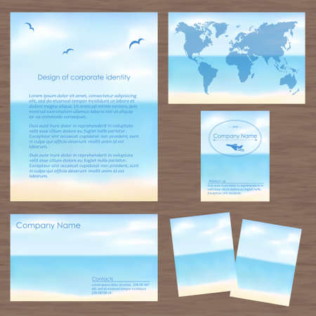 Vector corporate identity with beautiful seascape . Geometric banner design template. Brand, visualization, corporate identity business setのイラスト素材