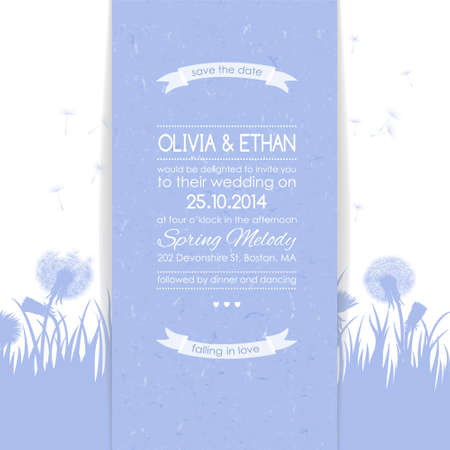 Wedding card or invitation on blue backgroundのイラスト素材