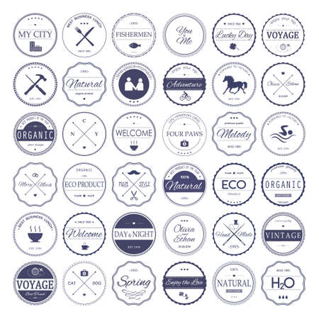 Set of vintage styled round design Hipster icons