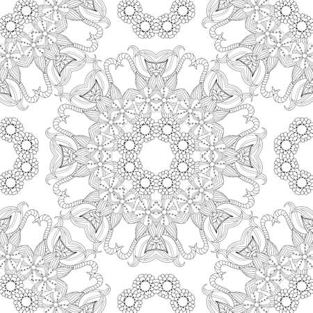 Ornament black white card with mandala. Geometric circle element made in seamless vector. Perfect  cards for any other kind of design, birthday and other holidayのイラスト素材