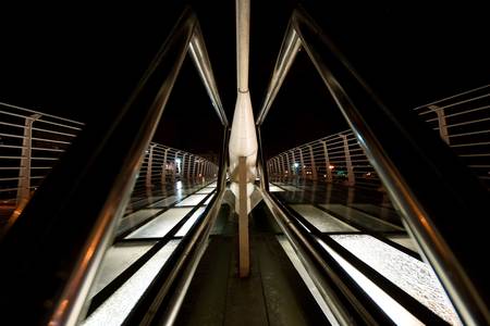 Pedestrian bridge at night