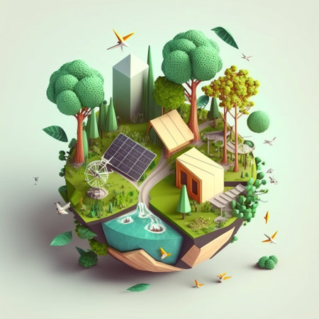 3d illustration of concept ecology, AI generativeの素材