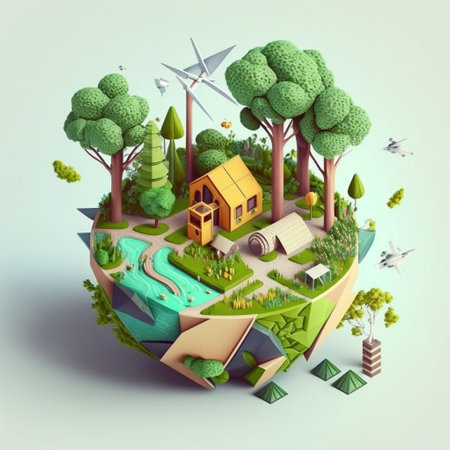 3d illustration of concept ecology, AI generativeの素材