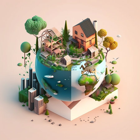 3d illustration of concept ecology, AI generativeの素材