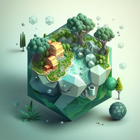 3d illustration of concept ecology, AI generativeの素材
