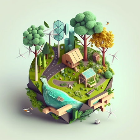 3d illustration of concept ecology, AI generativeの素材