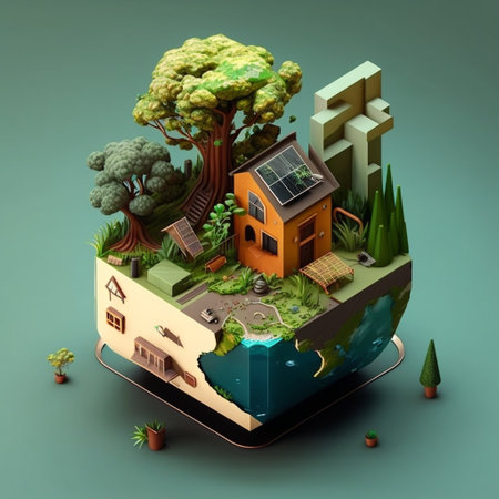 3d illustration of concept ecology, AI generativeの素材