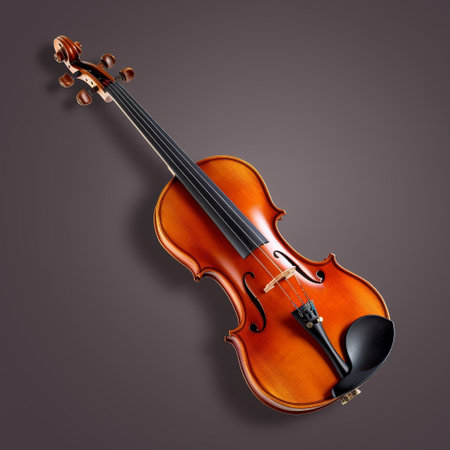 violin on a dark background, top view. 3d renderingの素材