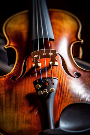 violin on a dark background, close-up, selective focusの素材