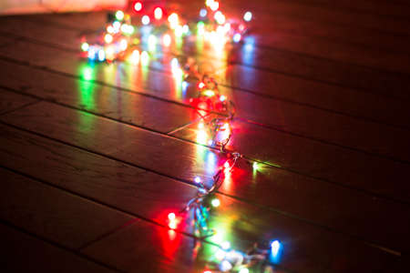 Bright garland on the floorの写真素材