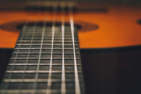 Classical, six string guitar. Acoustic guitar.の写真素材