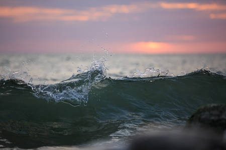 Sea wave at dawn. Seascapeの写真素材
