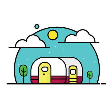 Camp line artのイラスト素材