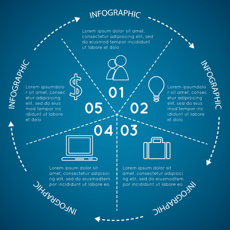Circular Chart Infographic. Pie chart with arrows around it.のイラスト素材