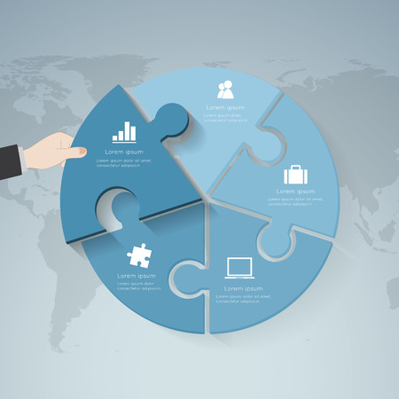Five side puzzle presentation infographic template with explanatory text field for business statisticsのイラスト素材