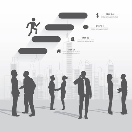 Modern infographic for business project with silhouette people.のイラスト素材