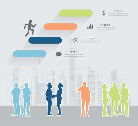 Modern infographic for business project with silhouette people.のイラスト素材