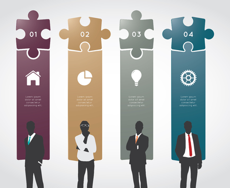 Modern infographic for business project with silhouette people.のイラスト素材