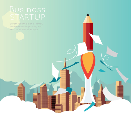 Pencil rocket for startup concept.のイラスト素材