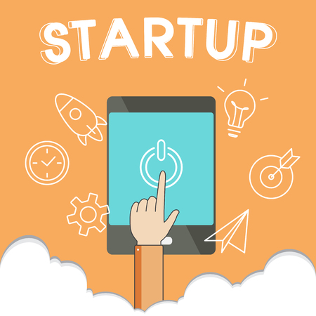 Business Startup concept pointing finger.のイラスト素材