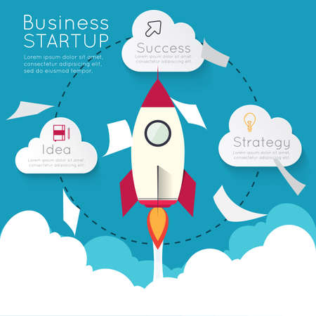 Infographic rocketship for startup concept.のイラスト素材
