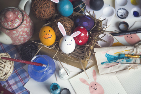 Coloring Easter Eggs for easter day conceptの写真素材