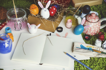 Coloring Easter Eggs for easter day conceptの写真素材