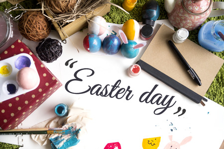 Coloring Easter Eggs for easter day concept