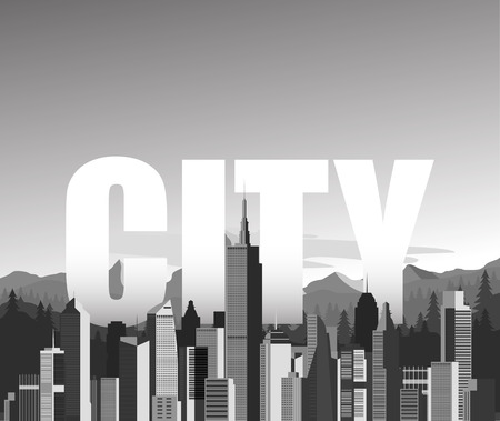 black and white cityscape backgroundのイラスト素材