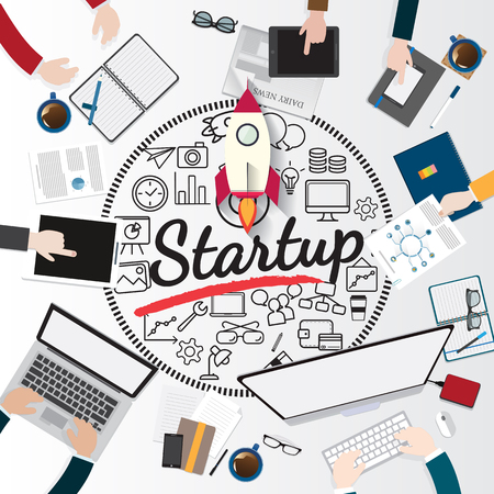 Modern creative office workspace for startupのイラスト素材