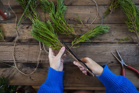 Woman preparing gifts for Christmas