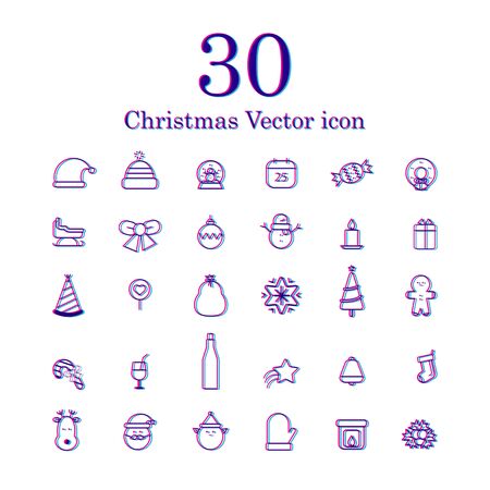 Christmas vector line icon setのイラスト素材