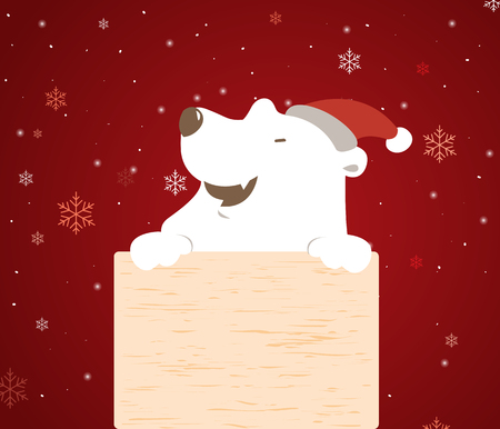 Polar bear holding wood board.のイラスト素材