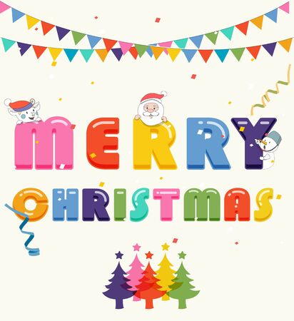 Merry Christmas and Happy New Year postcard.のイラスト素材