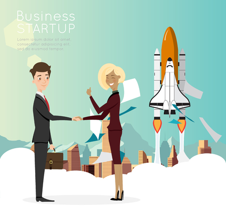 Businessman handshake with city background for start up business.のイラスト素材