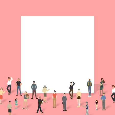 Group of people with big board.のイラスト素材