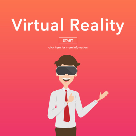 Businessman Use Virtual Reality Web Page Concept.のイラスト素材