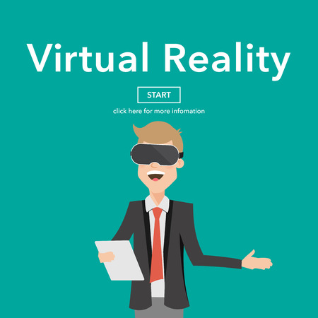 Businessman Use Virtual Reality Web Page Concept.のイラスト素材