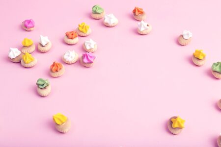 Sweet cookie on pink background.