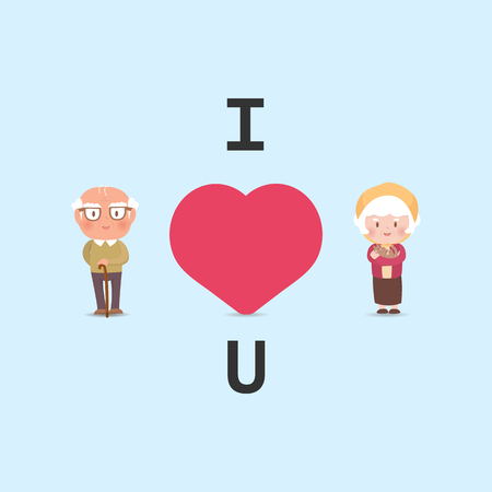 Happy old couple.vector illustrationのイラスト素材