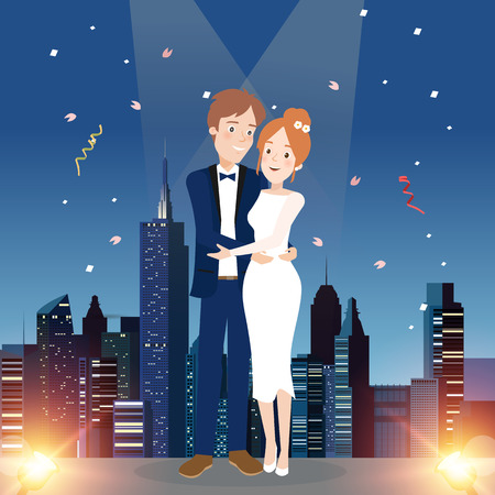 Couple character on wedding dayのイラスト素材