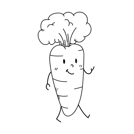 Freehand drawing cartoon character carrot.の写真素材