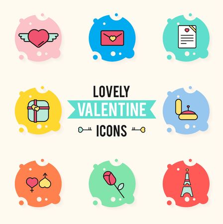Set of valentine's day objects and iconのイラスト素材