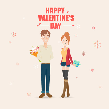 Happy young couple.vector illustrationのイラスト素材