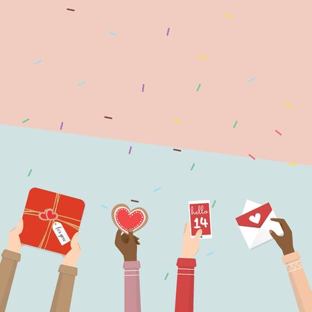 Hand holding gift of valentine's dayのイラスト素材
