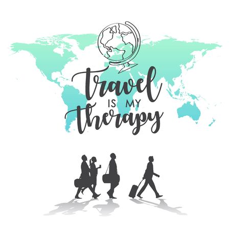 Travel is my Therapy world map backgroundのイラスト素材