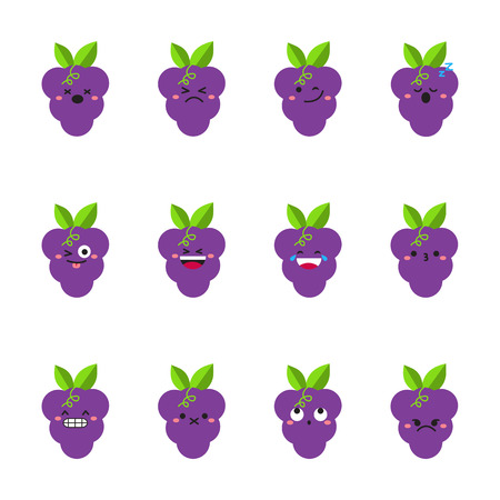 Grape modern flat emoticon setのイラスト素材