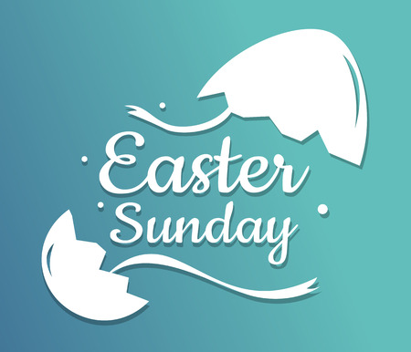 Happy easter day on blue backgroundのイラスト素材