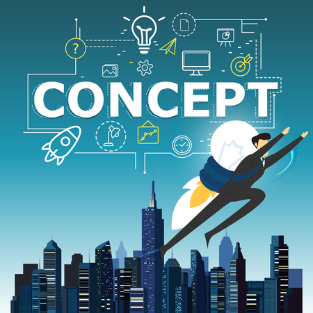 Businessman superhero flying fast for business concept.のイラスト素材